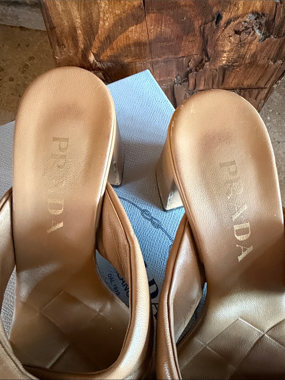 Auth. Prada Quilted Leather Crisscross Block Heel Mules - Picture 12 of 12